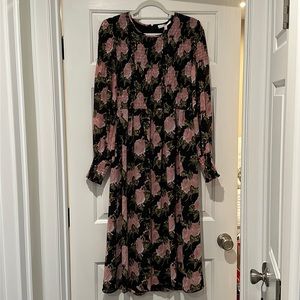 WAYF Midi Dress Pink/Black/Green Size Medium New With Tags